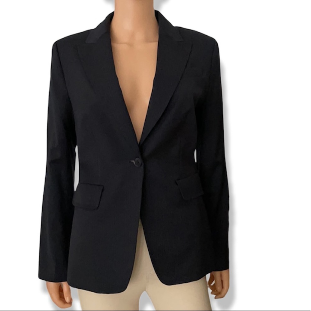Talbots Classic Pinstriped Wool Blend Dark Blue Blazer